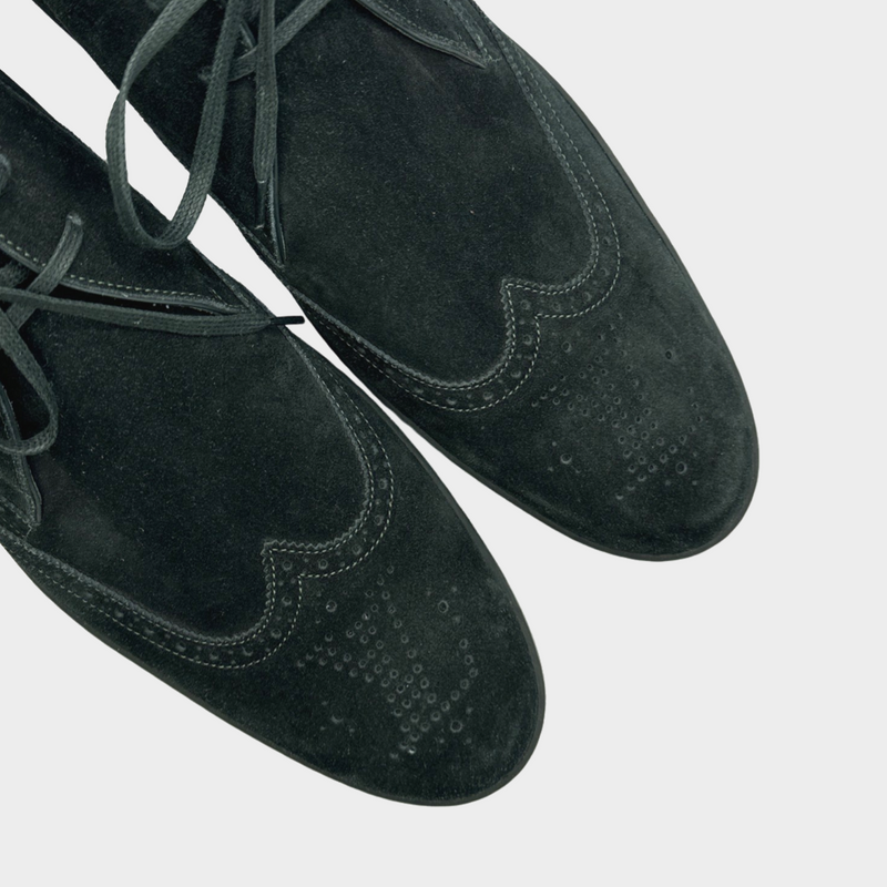Louis Vuitton men's emerald green suede ankle trainers