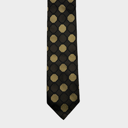 GUCCI brown and gold geometric silk tie