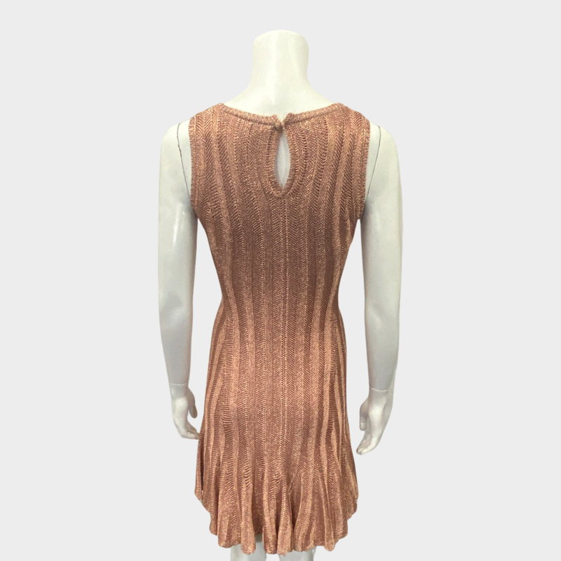 Alexander McQueen rose gold metallic knit dress