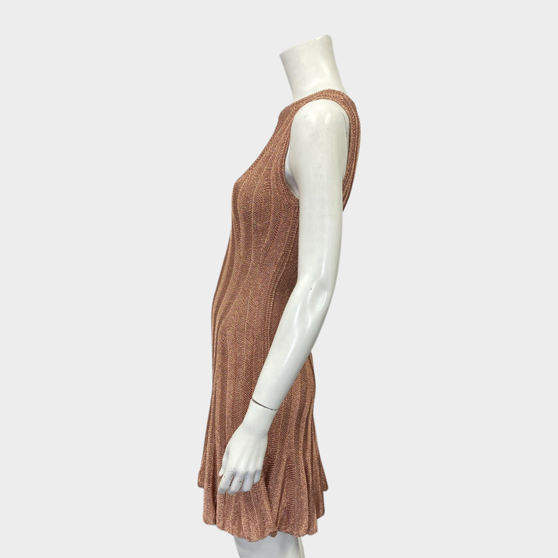 Alexander McQueen rose gold metallic knit dress