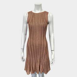 Alexander McQueen rose gold metallic knit dress