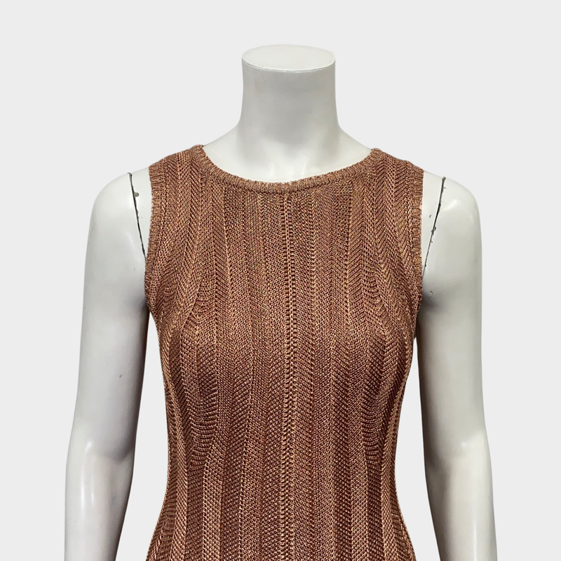 Alexander McQueen rose gold metallic knit dress