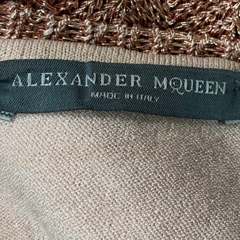 Alexander McQueen rose gold metallic knit dress