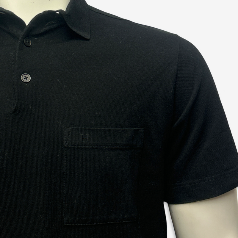 Hermes Men's Black Cotton Polo Shirt