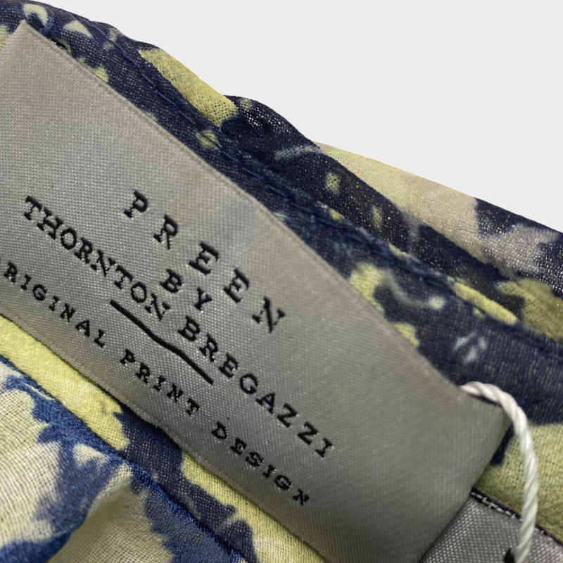 Preen navy sheer nylon maxi dress with a yellow floral print