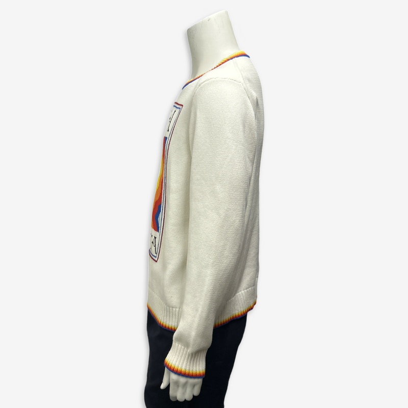 Casablanca White And Rainbow Knitted Sweater With Mushroom Design