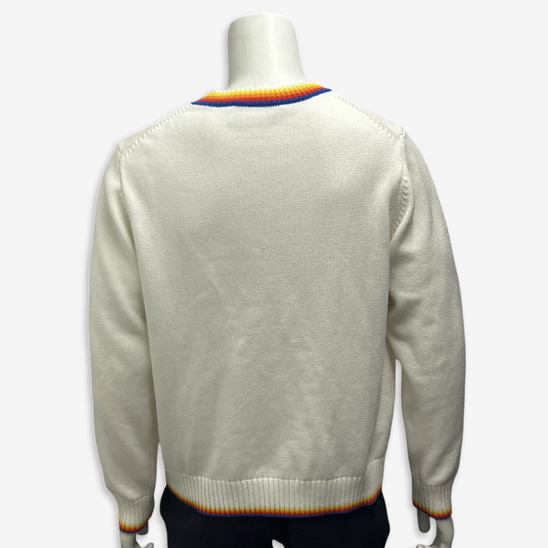 Casablanca White And Rainbow Knitted Sweater With Mushroom Design