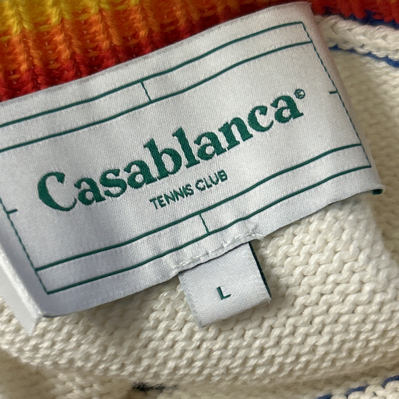 Casablanca White And Rainbow Knitted Sweater With Mushroom Design