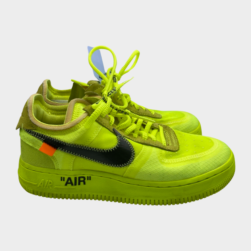 Off White x Nike women's neon yellow mesh Air Force 1 "Volt" sneakers