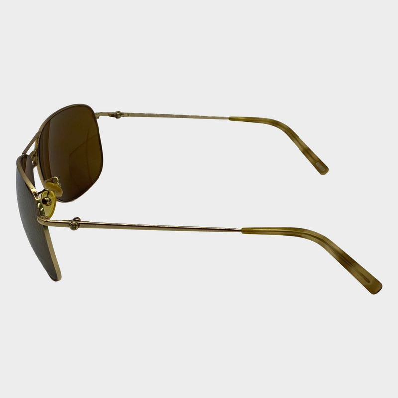Fendi women's gold rim reflective jungle print lens sunglasses