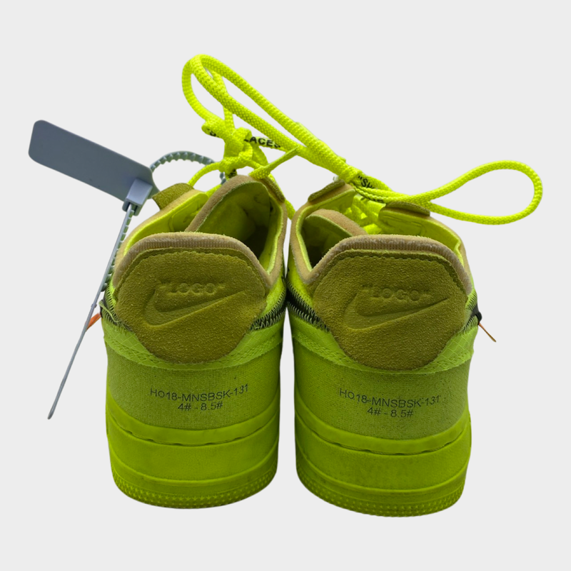 Off White x Nike women's neon yellow mesh Air Force 1 "Volt" sneakers