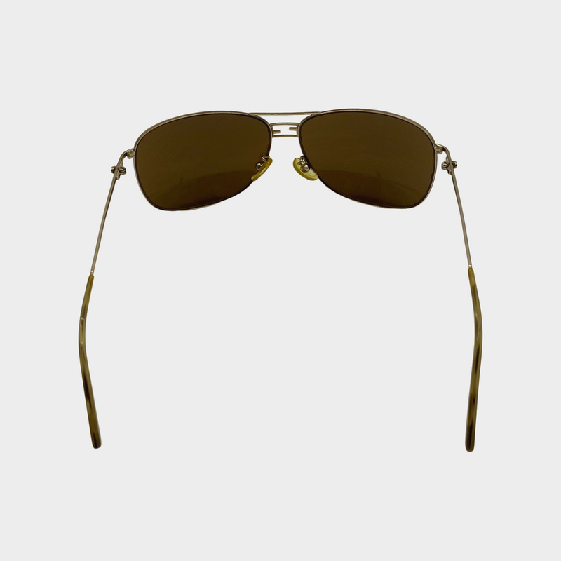 Fendi women's gold rim reflective jungle print lens sunglasses