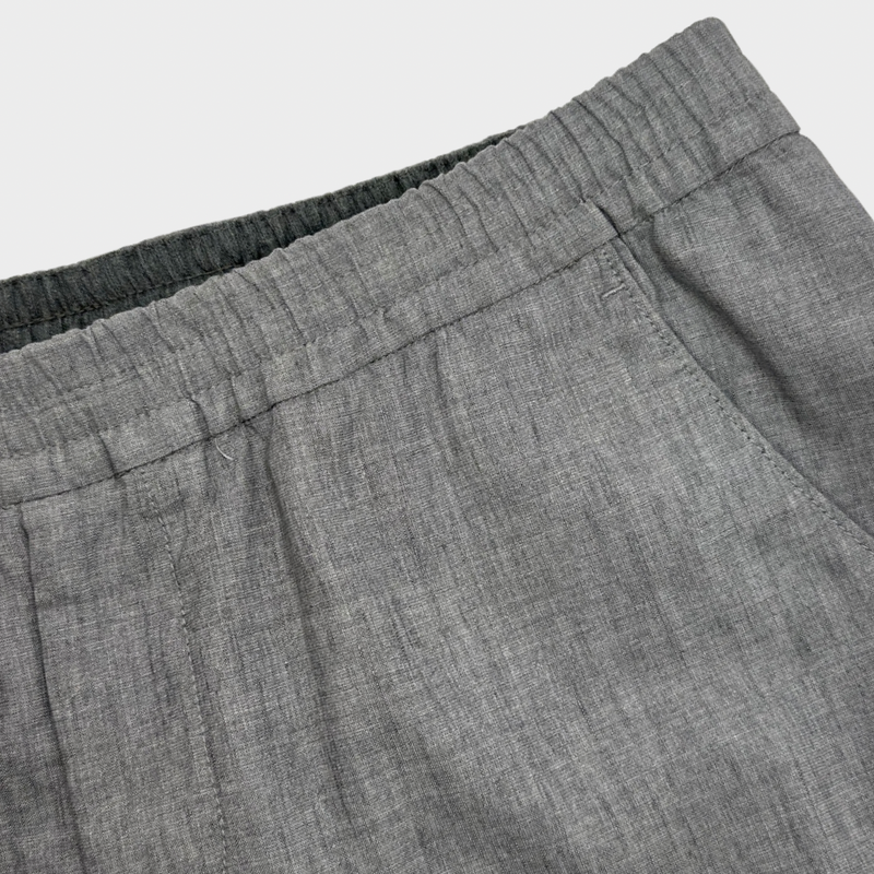 Loro Piana men's grey wool-linen joggers