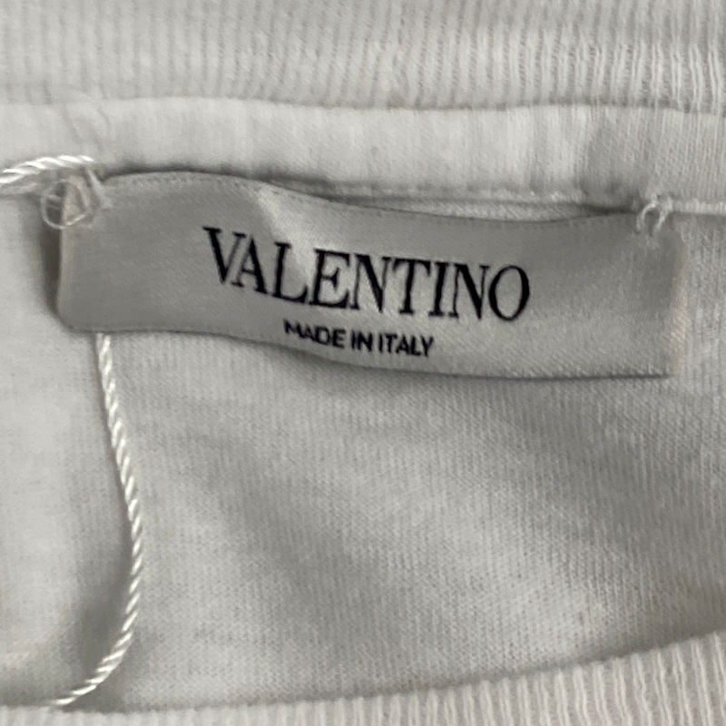Valentino men's white cotton T-shirt with graphic print design