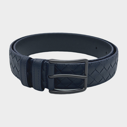 Bottega Veneta men's navy intrecciato leather belt