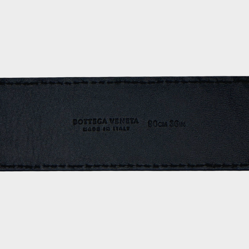 Bottega Veneta men's navy intrecciato leather belt