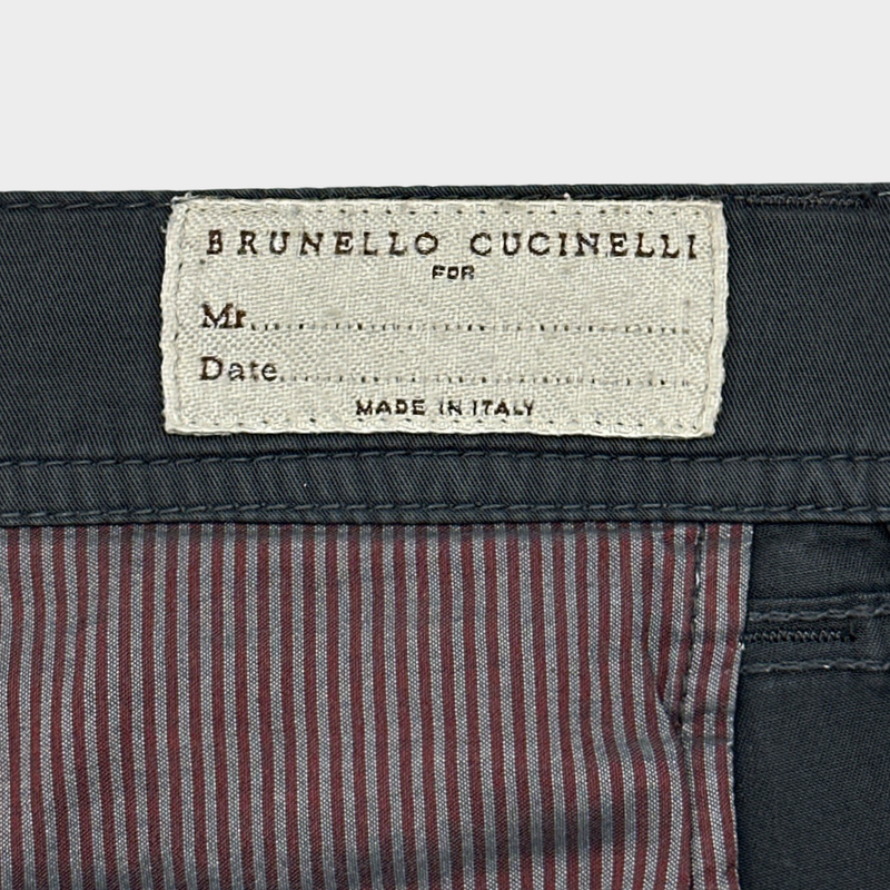 Brunello Cucinelli men's grey cotton straight-length trousers