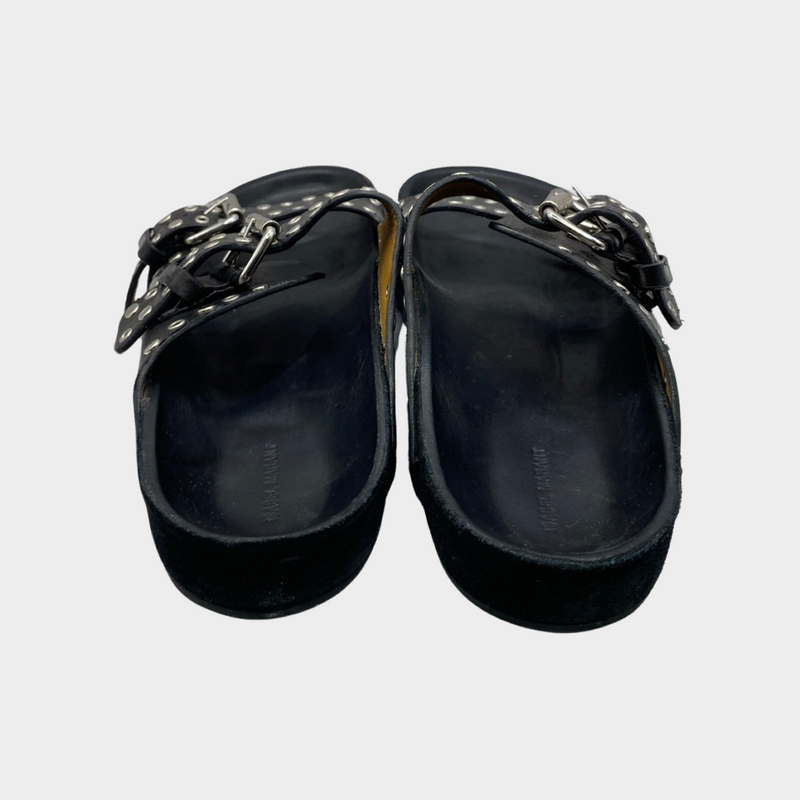 Isabel Marant women's black leather sandals with silver studs