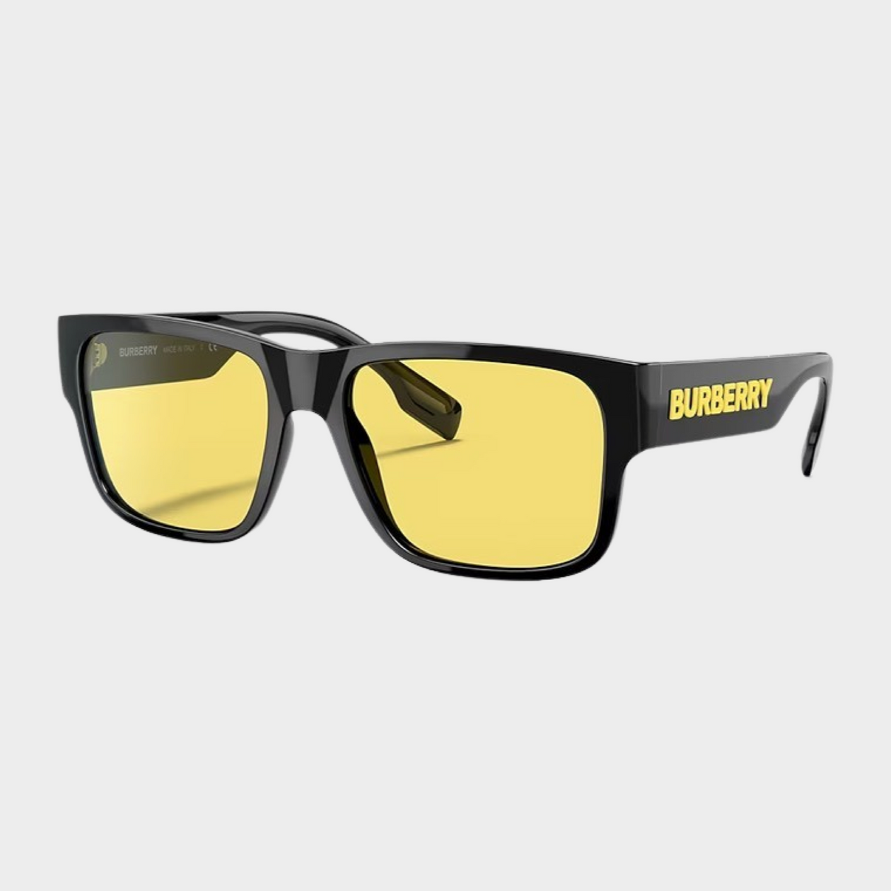 Burberry men s yellow glass wit black frame square sunglasses