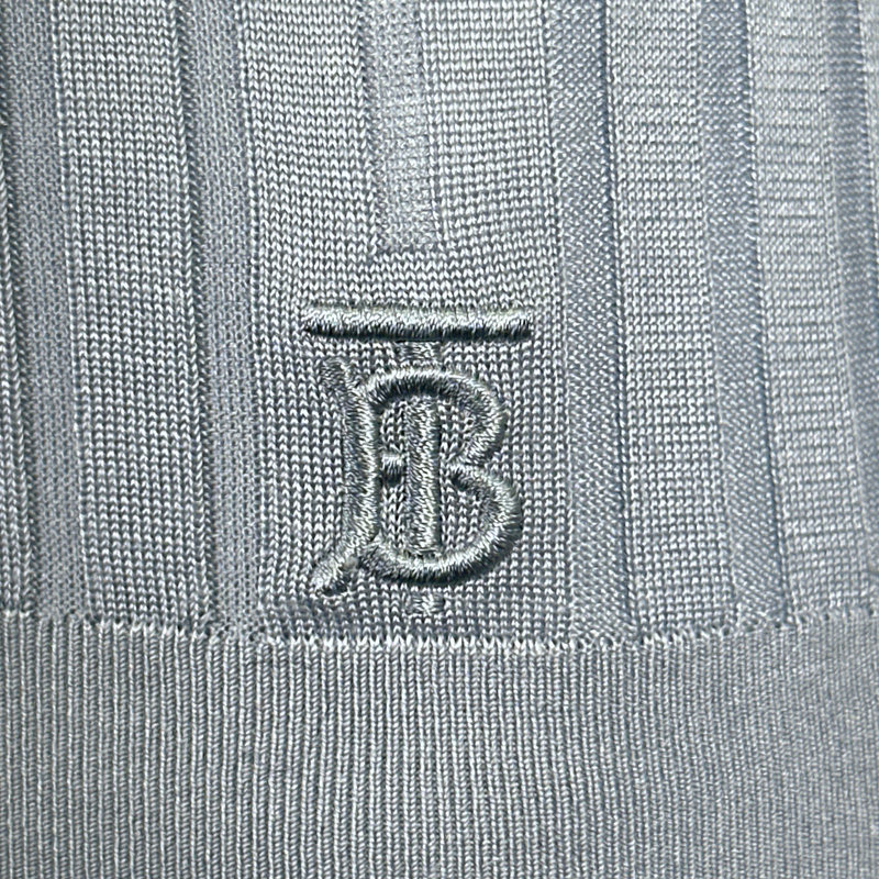 Burberry women's baby blue ribbed silk roll-neck top