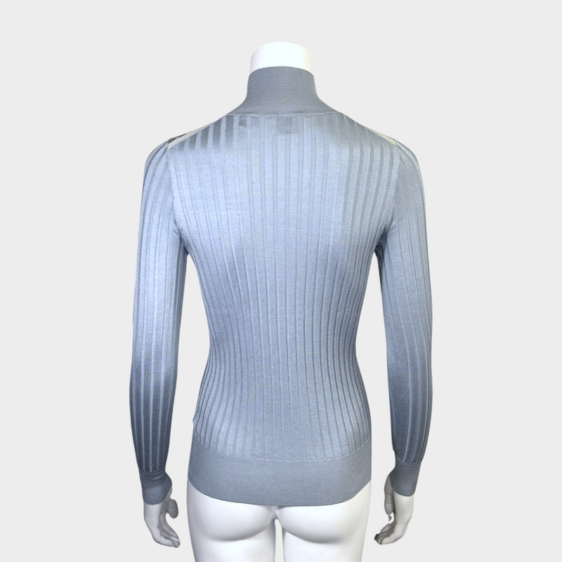 Burberry women's baby blue ribbed silk roll-neck top
