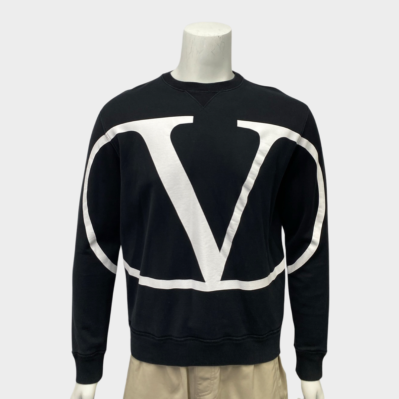 Valentino men's black V logo sweat top