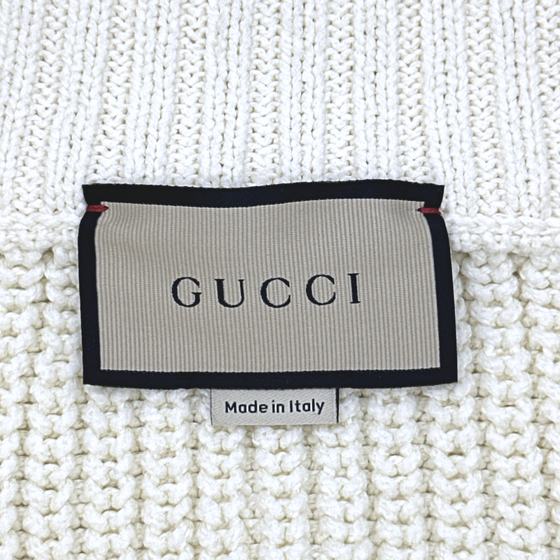 Gucci women's ecru knitted oversize lace-up jumper