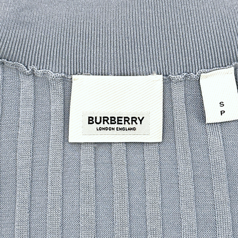 Burberry women's baby blue ribbed silk roll-neck top