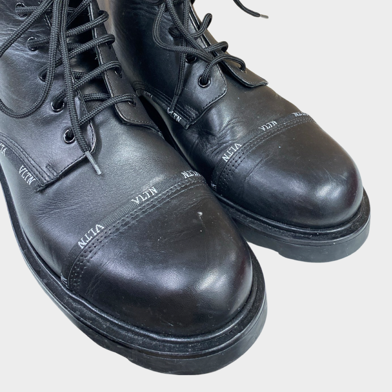 Valentino men's black leather high-top boots