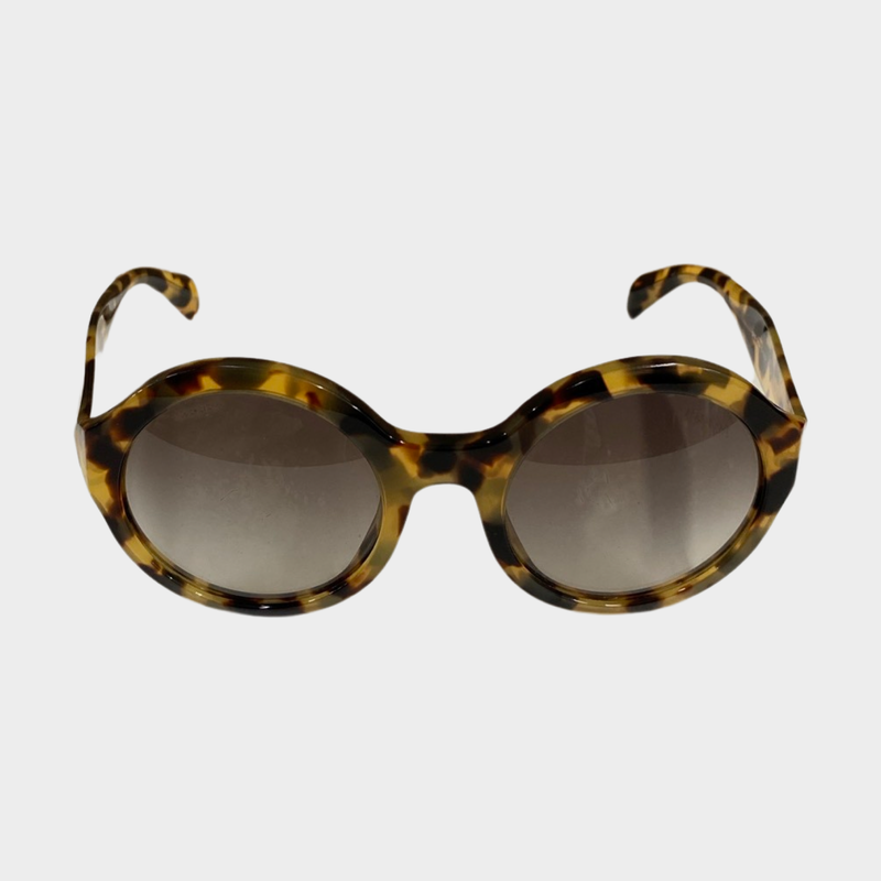 Prada women's brown round tortoiseshell sunglasses