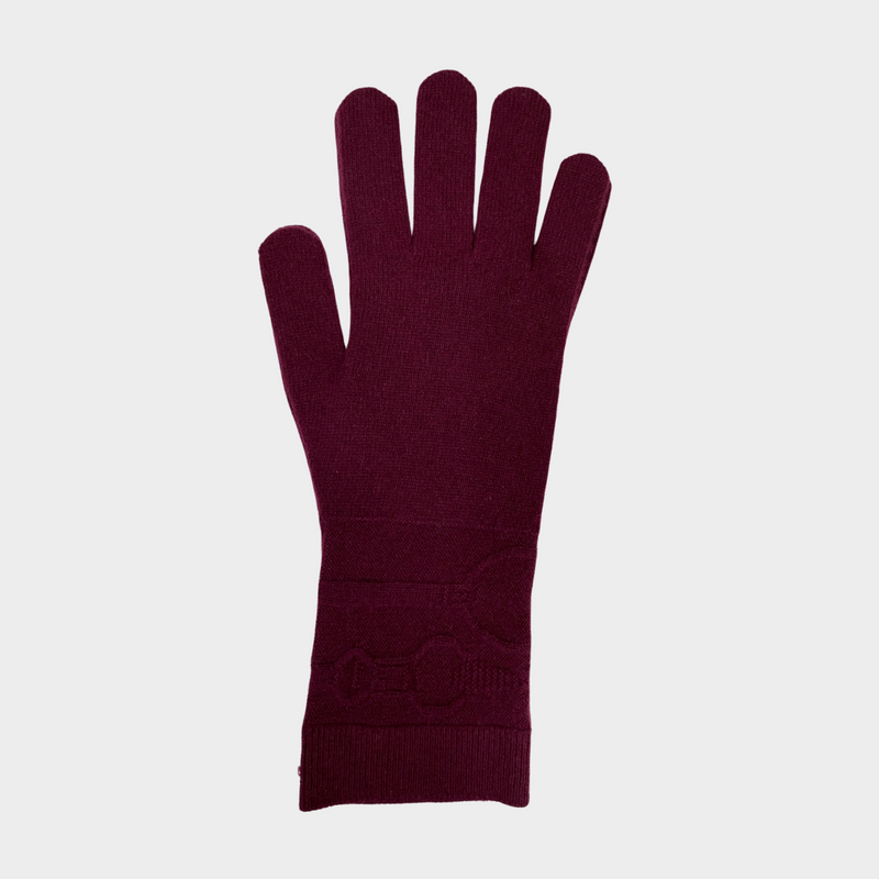 Hermes women's burgundy cashmere gloves