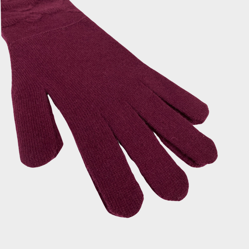 Hermes women's burgundy cashmere gloves
