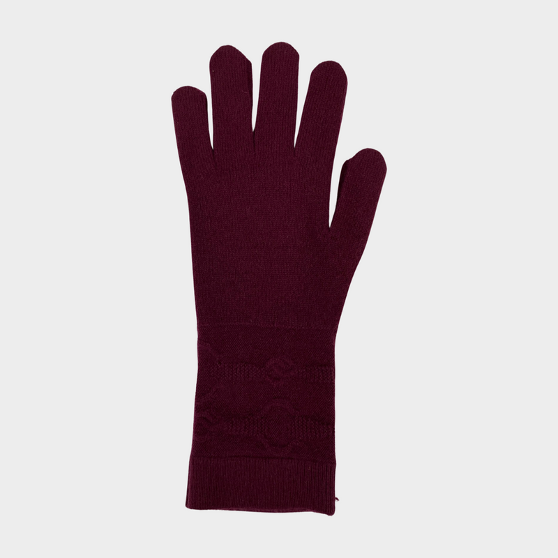 Hermes women's burgundy cashmere gloves