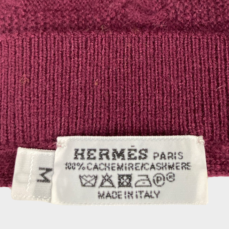 Hermes women's burgundy cashmere gloves