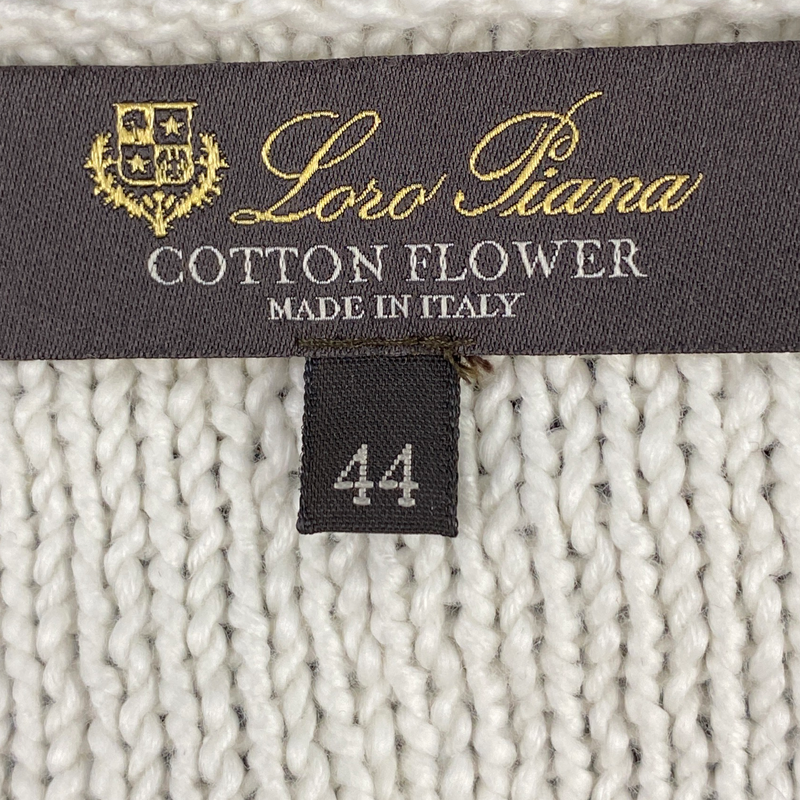 Loro Piana women's white and navy striped cotton short sleeve jumper