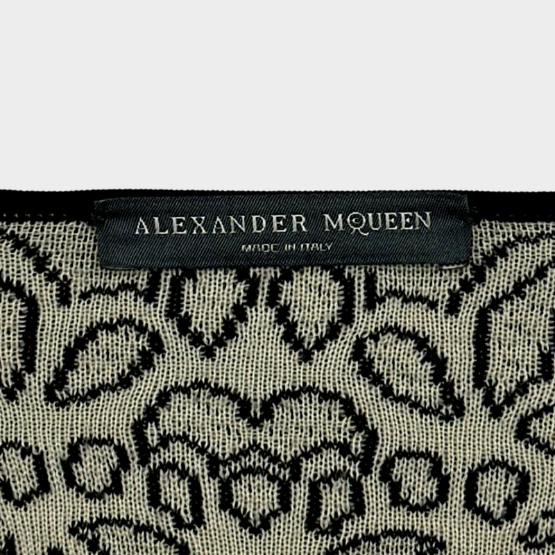 Alexander McQueen black and white paisley jacquard silk/wool dress