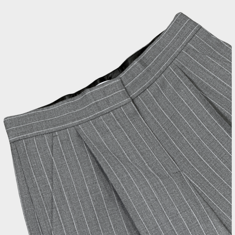 MSGM women's grey striped wool long tailored pinstripe shorts