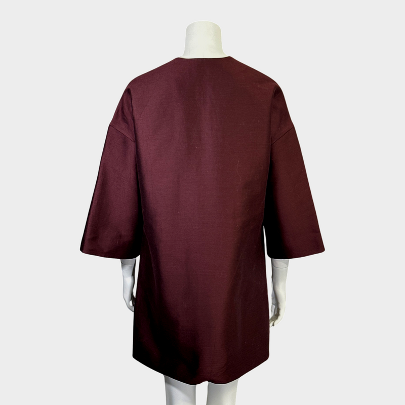 VALENTINO burgundy cotton oversized A-line dress