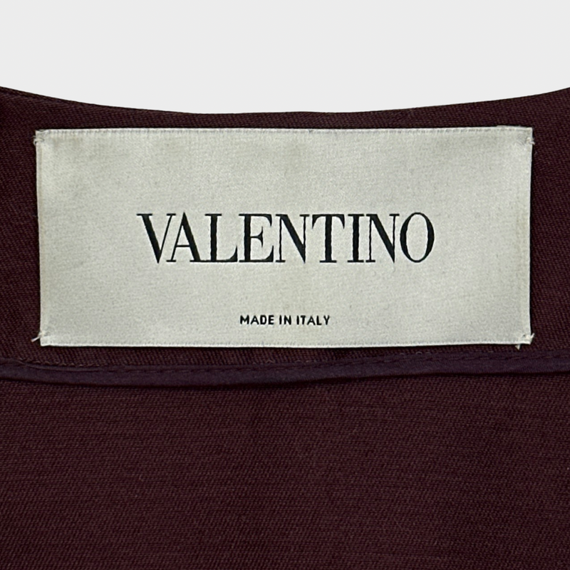 VALENTINO burgundy cotton oversized A-line dress