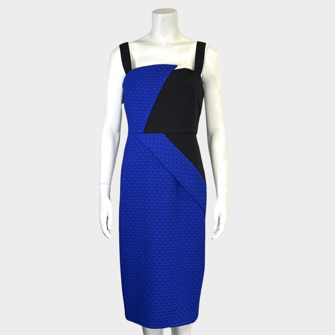 Roland Mouret black and blue point neckline sleeveless dress – Loop  Generation