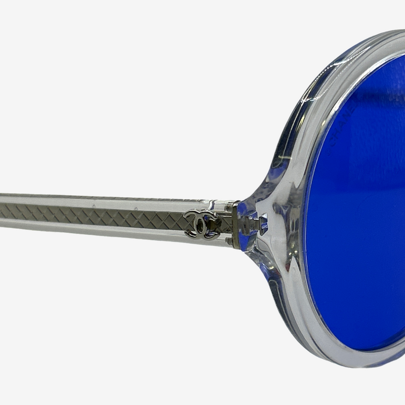 Chanel Women's Electric Blue Round-Lens Sunglasses