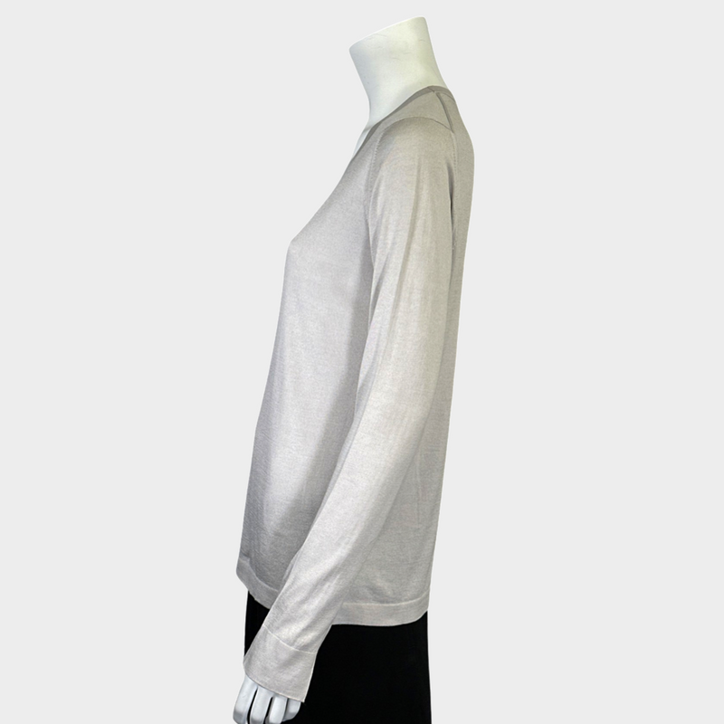 Loro Piana women's light grey silk/cotton blend jumper
