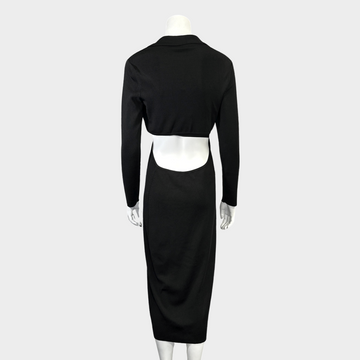 Cult Gaia black ribbed cut-out wrapped effect Cristina midi dress Loop Generation Cult Gaia black ribbed cut-out wrapped effect Cristina midi dress Loop Generation