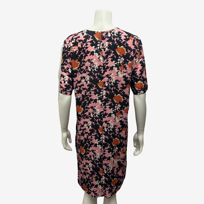 Marni Pink And Navy Abstract Floral Print Dress