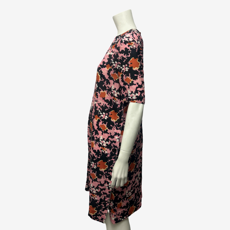 Marni Pink And Navy Abstract Floral Print Dress