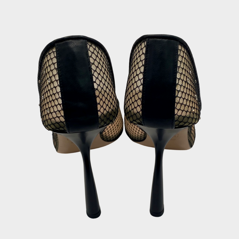 Piferi black and pink mesh panelling crystal encrusted 'Tania' pumps