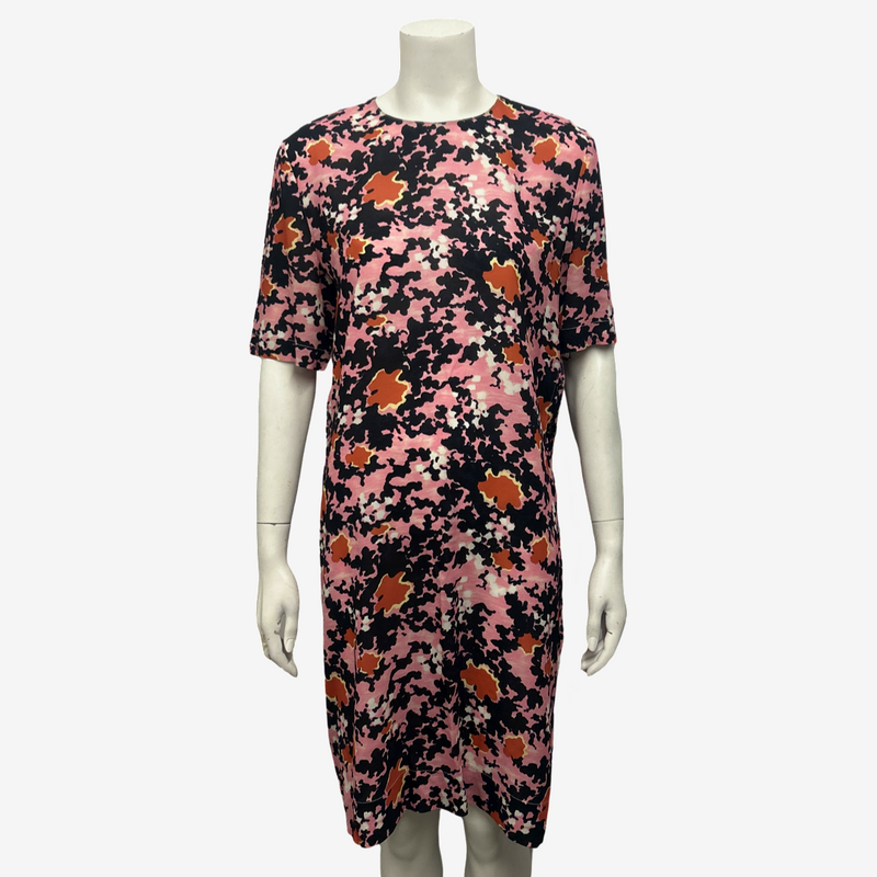 Marni Pink And Navy Abstract Floral Print Dress