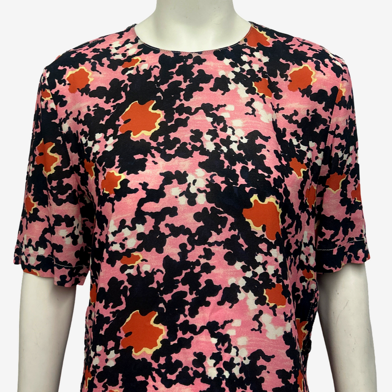 Marni Pink And Navy Abstract Floral Print Dress