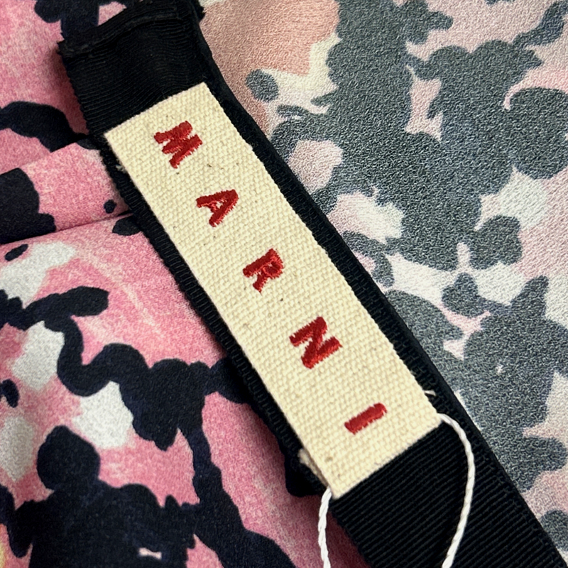 Marni Pink And Navy Abstract Floral Print Dress