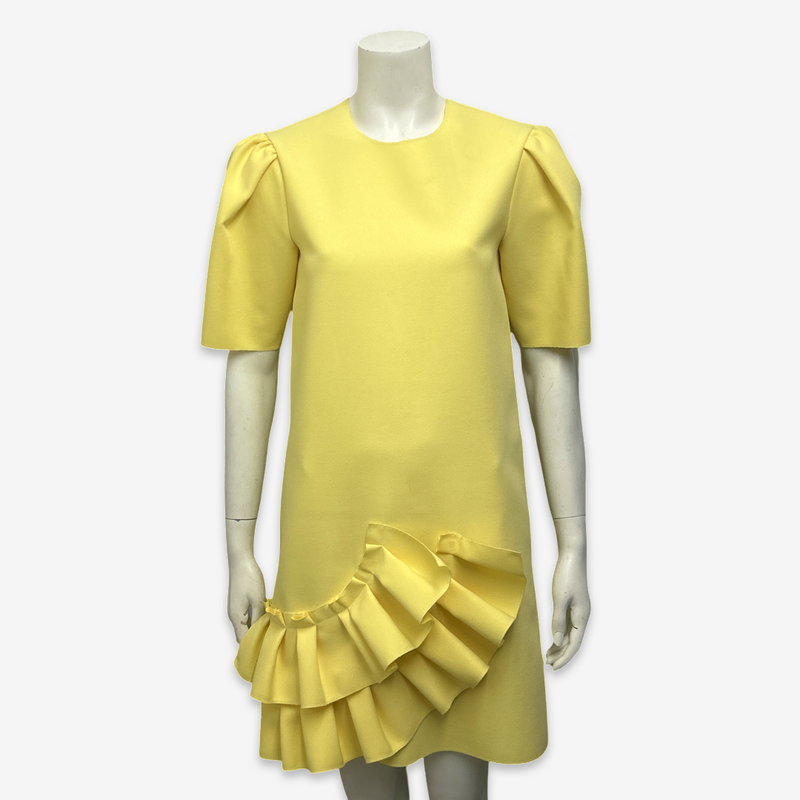 MSGM Yellow Structured Dress With Frill Detailing